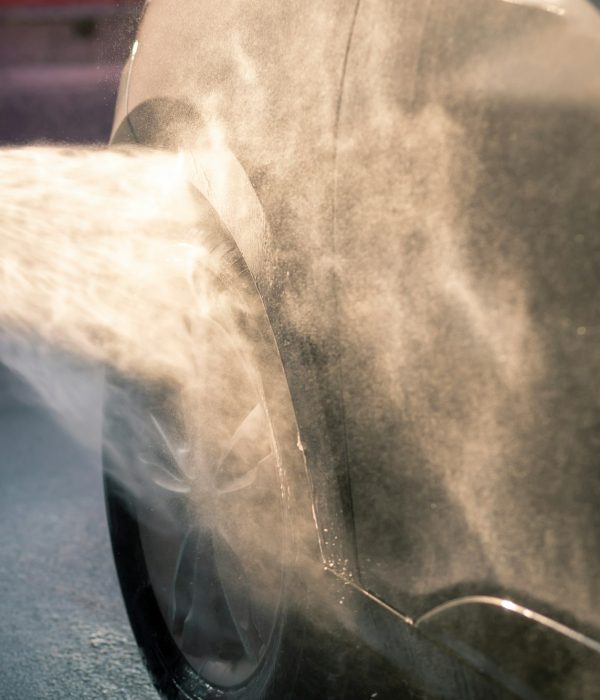 Detail of car washing in a car wash